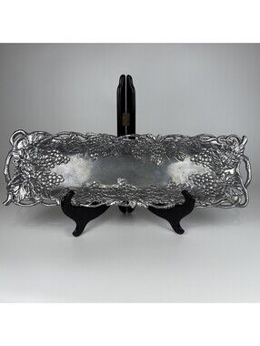 Vintage Arthur Court 1995 Grape Aluminum Oblong Serving Tray Platter 18"